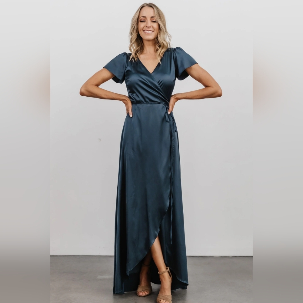 Baltic Born Satin Maxi Wrap Dress